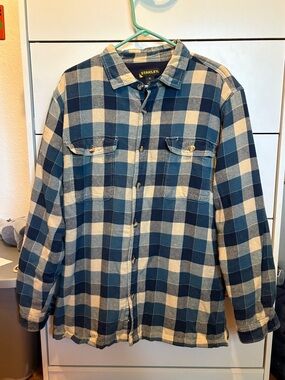 Stanley Blue and Cream Plaid Shirt Jacket
